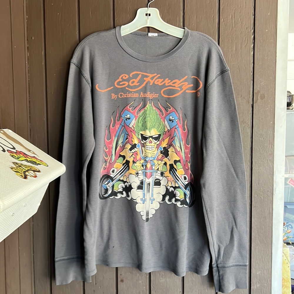 Authentic Vintage ED HARDY Men’s Thermal LG See Pics